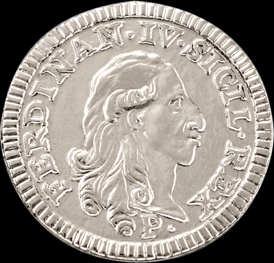 Il Quattro Cavalli, recto: il profilo di Ferdinando IV con la legenda FERDINAN IV SICIL REX